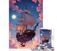 Puzzle de 1000 pièces sur Le thème d'un dirigeable Fantastique et d'un Paysage Lunaire Jeu à Monter soi-même idéal pour Les Femmes et Les Hommes Un Cadeau éducatif pour renforcer Les Liens Amoureux