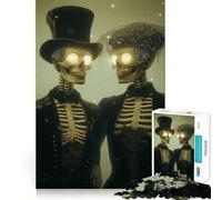 Puzzle de 1000 pièces sur Le thème d'un Mariage Gothique avec des squelettes Jeu de réflexion pour Adultes Activité ludique à Partager Découpe de précision Décoration Artistique 38x26cm
