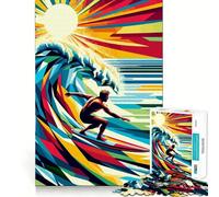 Puzzle de 1000 pièces Surf WPAP Pop Art pour Adolescents Jeu de réflexion et de détente Découpe précise Joli Cadeau 38x26cm