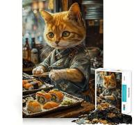 Puzzle de 1000 pièces Sushi Cat Chef Japan pour Adolescents, idéal pour stimuler l'esprit et Passer du Temps Ensemble Découpe de précision, pièce de Collection Artistique 50x75cm