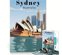 Puzzle de 1000 pièces Sydney Australie Voyage Bords Nets Décoration Résolution de problèmes Amusant Facile à Passer Le Temps Décoration de Noël Cadeau (38x26cm)