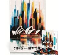 Puzzle de 1000 pièces Sydney Rencontre New York pour Adolescents Un Puzzle Amusant et Relaxant pour développer sa mémoire et créer Une Belle Surprise 50x75cm