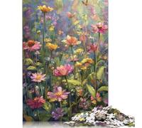Puzzle de 1000 pièces « Symphonie Florale Papillons et rosée », Puzzle carré en Bois pour Adultes et Enfants, 1000 pièces (75 x 50 cm)