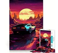 Puzzle de 1000 pièces Synthwave Voiture en Mouvement pour Adolescents Jeu de réflexion Stimulant Passe-Temps Calme Découpe précise Joli Cadeau 38x52cm