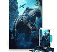 Puzzle de 1000 pièces T-Rex dans des ruines Antiques Jeu de logique et de réflexion Cadeau d'anniversaire Amusant (50x75cm)