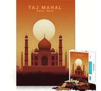 Puzzle de 1000 pièces Taj Mahal Agra pour Adolescents Décoration Murale Design Lumineux et Relaxant Assemblage Facile 38x52cm
