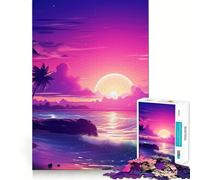 Puzzle de 1000 pièces Tapisserie Crépuscule Tropical Découpe Précise Jeu Amusant Défi Mental Jeu de Détente Cadeau d'anniversaire Activité Artistique (38x26cm)