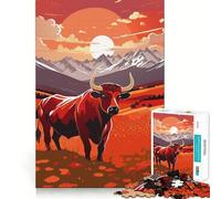 Puzzle de 1000 pièces Taureau,Ajustement Parfait,Art,Stimulation cérébrale,Jeu,Temps de Repos,Décoration Murale de Noël (50x75cm)