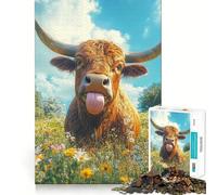 Puzzle de 1000 pièces Taureau Joueur dans Un pré pour Adolescents Puzzle Facile à Assembler et à découper pour Les vœux du Père Noël (50x75cm)