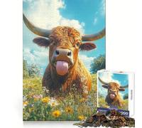 Puzzle de 1000 pièces Taureau Joueur dans Un pré pour Adolescents Puzzle Facile à Assembler et à découper pour Les vœux du Père Noël (50x75cm)
