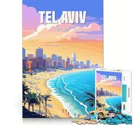 Puzzle de 1000 pièces Tel Aviv pour Adolescents Jeu de logique Stimulant, Relaxant, Bords Nets, Surprise d'anniversaire 50x75cm