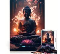 Puzzle de 1000 pièces Temple de Bouddha et Lotus Rose pour Adolescents entraînement Intelligent,évasion paisible,découpe Impeccable,Cadeau d'hiver (50x75cm)