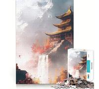 Puzzle de 1000 pièces Temple Zen dans Les Montagnes,Jeu cognitif Amusant,Structure à emboîter précise,activité de Partage et de complicité pour Les Proches (50x75cm)