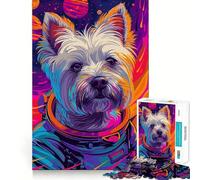Puzzle de 1000 pièces Terrier Astronaute Espace pour Adolescents Jeu Intelligent et Relaxant Assemblage du Motif Liste de souhaits du Père Noël 38x26cm