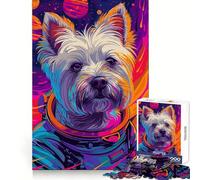 Puzzle de 1000 pièces Terrier Astronaute Espace pour Adolescents Jeu Intelligent et Relaxant Assemblage du Motif Liste de souhaits du Père Noël 38x26cm