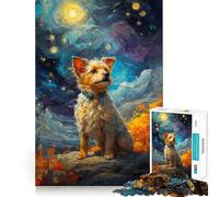 Puzzle de 1000 pièces Terrier du Tibet Nuit étoilée pour Adolescents, Jeu de réflexion, découpe de précision, pour Les fêtes 50x75cm
