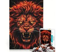 Puzzle de 1000 pièces Tête de Lion Rouge Jeu de réflexion détente intellectuelle Cadeau d'anniversaire 50x75cm