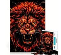 Puzzle de 1000 pièces Tête de Lion Rouge pour Adolescents Développe la mémoire Confortable et Relaxant Découpe Ferme Cadeau Festif (50x75cm)