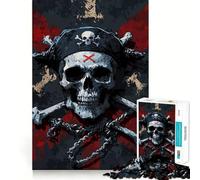 Puzzle de 1000 pièces Tête de Mort de Pirate avec os croisés pour Adolescents améliore la mémoire, se détend, Bords précis, Cadeau créatif (50x75cm)