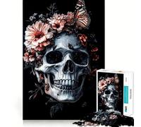 Puzzle de 1000 pièces Tête de Mort et Fleur pour Adolescents Jeu de logique Claire Passe-Temps Calme Découpe Parfaite Cadeau Classique 38x26cm