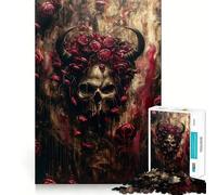 Puzzle de 1000 pièces Tête de Mort et Roses pour Adolescents Jeu de réflexion et de détente Découpe Nette Liste de souhaits du Père Noël 38x26cm