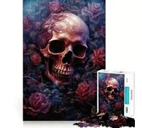 Puzzle de 1000 pièces Tête de Mort et Roses pour Adolescents, Jouet Intelligent, Loisirs, découpe précise, Cadeau de Saison 38x52cm