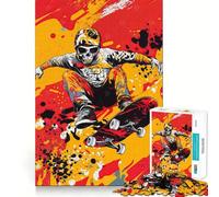 Puzzle de 1000 pièces Tête de Mort et Skateur pour Adolescents Jeu de logique Claire, Passe-Temps Calme, découpe Parfaite, Cadeau Classique 38x26cm