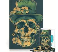Puzzle de 1000 pièces Tête de Mort pour la Saint-Patrick pour Adolescents stimule la mémoire, apaise l’Esprit, Bords Nets, Cadeau du Père Noël 38x26cm