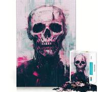 Puzzle de 1000 pièces Tête de Mort Rose pour Adolescents améliore la mémoire, détend l’Esprit, Cadeau créatif aux Bords Nets (38x52cm)