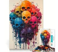 Puzzle de 1000 pièces Têtes de Mort Arc-en-Ciel pour Adolescents, Puzzle Clear Logic, Jouet Peaceful Time, découpe Parfaite, liste de souhaits du Père Noël (38x26cm)