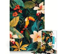 Puzzle de 1000 pièces Thème botanique Toucan Tropical Pièces découpées avec précision Jeu de développement cognitif Moment de Calme et de Divertissement Décoration de Noël (50x75cm)