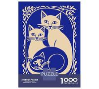 Puzzle De 1000 Pièces Three Cats in Floral Frame Puzzle pour Adolescents Course De Vitesse Manuelle Liste De Souhaits avec Le Père Noël Jouets Jeux Éducatifs 70x50cm/1000pcs