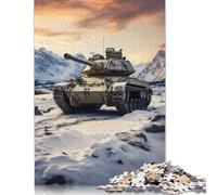 Puzzle de 1000 pièces Tiger Panzer dans la Neige - Puzzle pour Adultes - Plateau en Bois - Jeu Stimulant - 1000 pièces (75 x 50 cm)