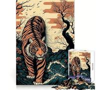 Puzzle de 1000 pièces Tiger Ukiyo E Japon Chine pour Adolescents, défi cérébral, Jeu de détente, découpe précise, œuvre d'art à Exposer 38x26cm