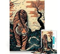Puzzle de 1000 pièces Tiger Ukiyo E Japon Chine pour Adolescents, défi cérébral, Jeu de détente, découpe précise, œuvre d'art à Exposer 38x26cm