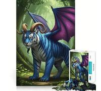 Puzzle de 1000 pièces Tigre à Cornes et Ailes pour Adultes et Adolescents, Jeu de réflexion, Loisirs, Bords précis, décoration Murale 38x52cm