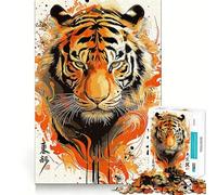 Puzzle de 1000 pièces Tigre à Peindre pour Adolescents, Stimulant la mémoire, Jeu apaisant, Bords Nets, Cadeau de qualité supérieure (38x52cm)