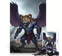 Puzzle de 1000 pièces Tigre ailé, démon, paysage ravagé par la guerre pour adolescents développe la mémoire, offre une évasion reposante, bords nets et constitue un cadeau de Noël chaleureux (50x75cm)