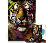 Puzzle de 1000 pièces Tigre, Animal coloré, pour Adolescents, Jeu de logique Stimulant, détente, Bords Nets, Surprise d'anniversaire 38x26cm