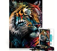 Puzzle de 1000 pièces Tigre, Animal coloré, pour Adolescents, Jeu de logique Stimulant, détente, Bords Nets, Surprise d'anniversaire 38x26cm