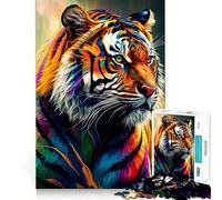 Puzzle de 1000 pièces Tigre, Animal coloré, pour Adolescents stimule la mémoire, se détend et s’Amuse Bords précis Un Cadeau attentionné 50x75cm