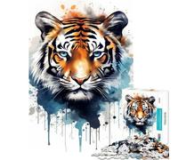 Puzzle de 1000 pièces Tigre Aquarelle pour Adolescents idéal pour Un Anniversaire ou Noël Décoration Parfaite Jeu Manuel à partir de 14 Ans 50x75cm