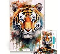 Puzzle de 1000 pièces Tigre Aquarelle pour Adolescents, Jeu de logique, Passe-Temps Calme, découpe précise, Cadeau Exquis 38x26cm