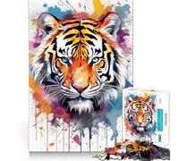 Puzzle de 1000 pièces Tigre Aquarelle pour Adultes,Jeu de réflexion Amusant avec Technologie de découpe Laser avancée,défi Stimulant pour Passer Le Temps (50x75cm)