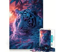 Puzzle de 1000 pièces Tigre au Coucher du Soleil pour Adolescents, décoration Murale 50x75cm, pour Un Gain de mémoire et Une détente Lumineuse