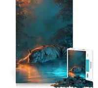Puzzle de 1000 pièces Tigre au Repos au Bord de l'eau pour Adultes Stimule la mémoire, apaise l'esprit, Design créatif, Cadeau d'assemblage (50x75cm)