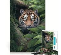 Puzzle de 1000 pièces Tigre Audacieux Aquarelle,pièces Bien ajustées,Jeu de Concentration Amusant,Moment de détente,décoration de Noël (50x75cm)
