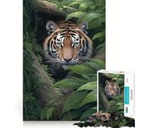 Puzzle de 1000 pièces Tigre Audacieux Aquarelle,pièces Bien ajustées,Jouet créatif et Amusant,Moments de détente et de Plaisir,Cadeau de décoration d'anniversaire (38x52cm)