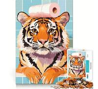 Puzzle de 1000 pièces Tigre avec du Papier Toilette sur la tête », idéal pour Les Adolescents, Jeu de réflexion, Design Relaxant et Confortable, Cadeau attentionné 38x26cm