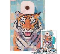 Puzzle de 1000 pièces Tigre avec Papier Toilette Jeu de Construction Difficile et Stimulant Faisant Appel à l'analyse et à la logique à partir de 14 Ans 38x26cm